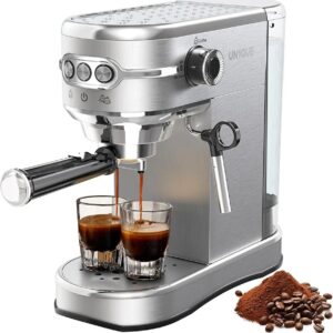 Stainless Steel Coffee Machines with Milk Frother, Cappuccino & Latte Maker -1450W